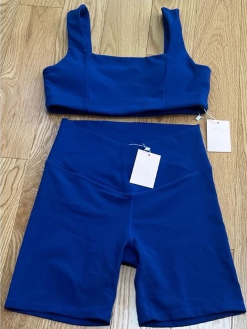 Wilo The Label Active Crop Top & V- Waist Shorts Set in Cobalt Blue, NWT!